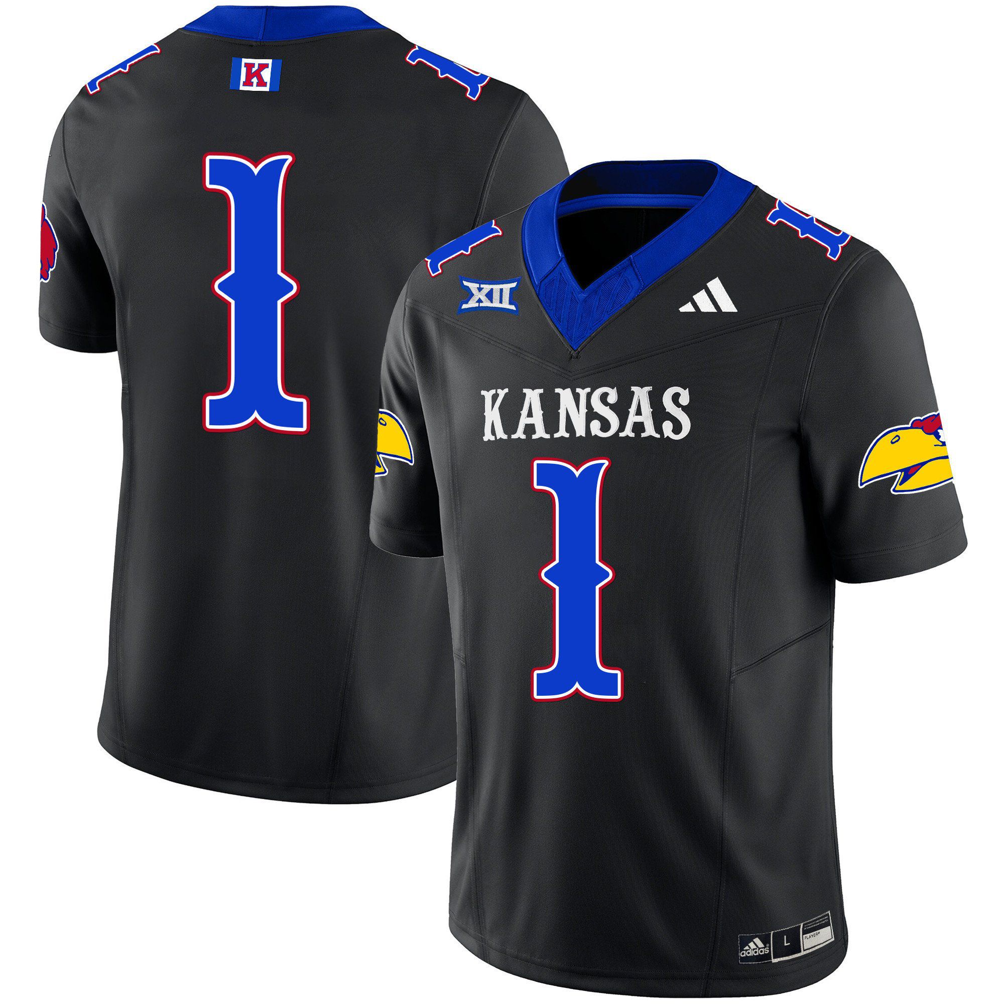 Men Kansas Jayhawks #1 No Name Black 2024 Blackhawk Vapor Limited NCAA Jersey->indianapolis colts->NFL Jersey